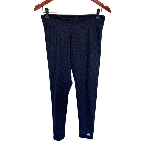 Adidas Climalite Navy Geometric Pattern Leggings size medium - Picture 1 of 5